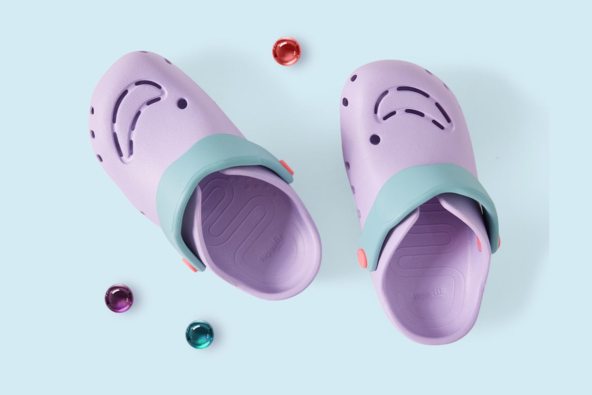 superfit Mädchen SPLASH C Clog mit Einschlupf - Material: EVA - Farbe: Lila/Hellgrün