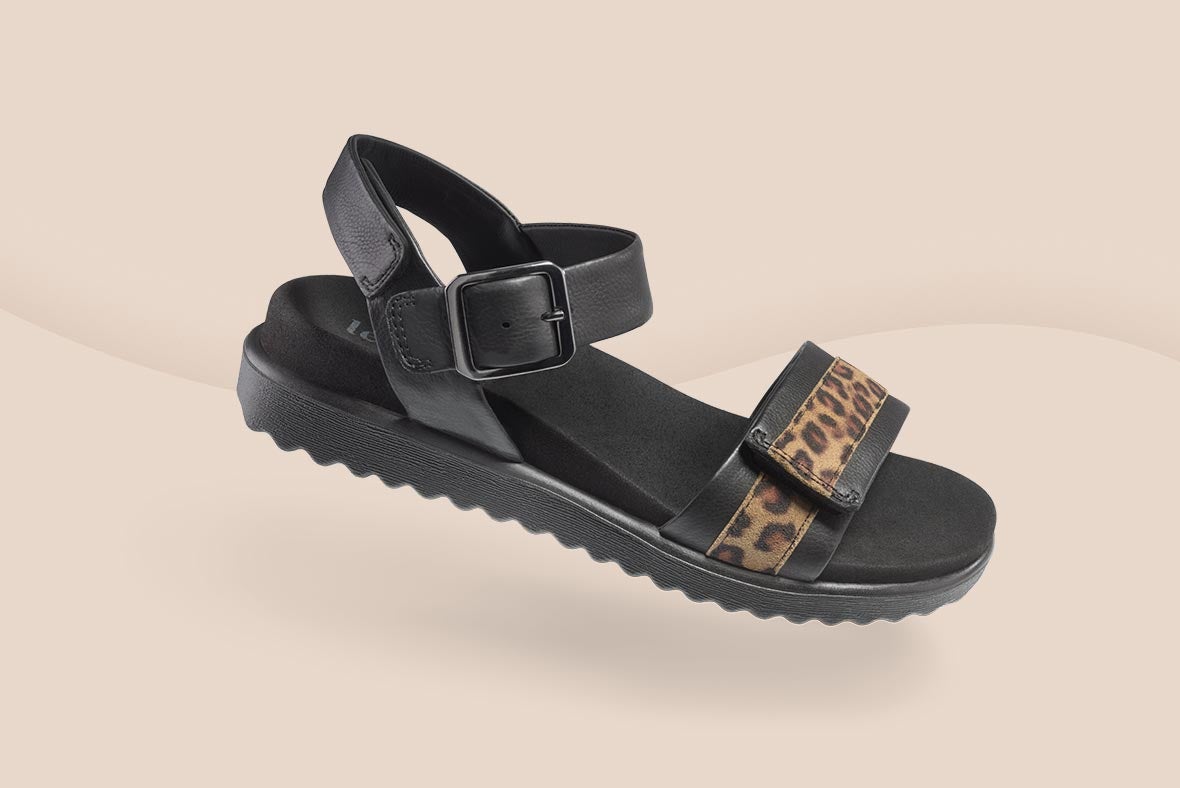 legero Damen MOVE Sandale mit Klettverschluss - Farbe: Schwarz - Material: Nappaleder