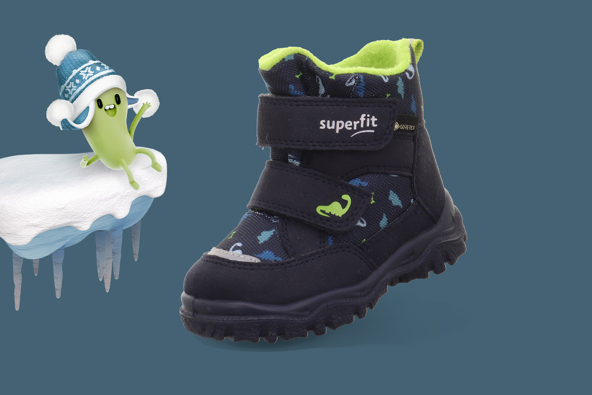 superfit Jungen HUSKY1 Boots mit Klettverschluss - Material: Textil - Farbe: Blau/Hellgrün