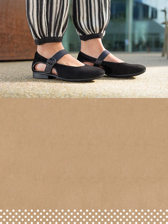 Think! Damen GUAD2 Ballerina mit Einschlupf - Farbe: Schwarz - Material: Lederkombination