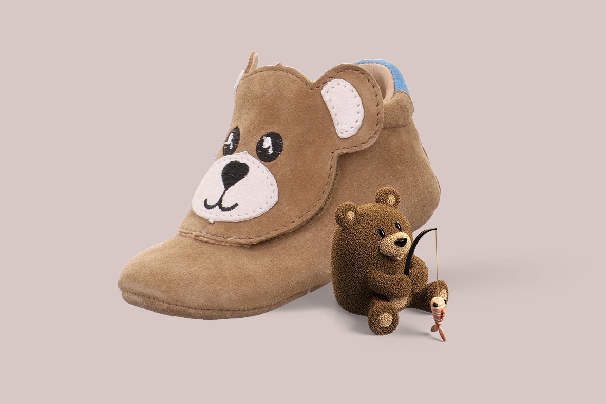 superfit Boys PAPAGENO Slipper with Velcro Fastener - Material: Suede - Colour: Brown/Light Blue
