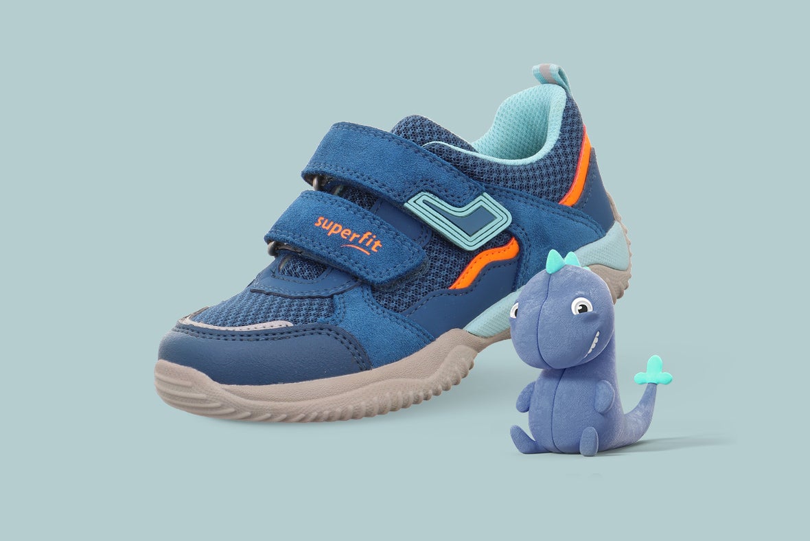 superfit Mädchen, Jungen STORM Sneaker low mit Klettverschluss - Material: Veloursleder - Farbe: Blau/Orange