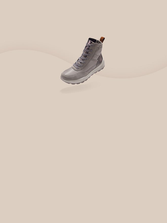 legero Damen T4 RUN Stiefel mit Reißverschluss/Schnürung - Farbe: Grau - Material: Textil