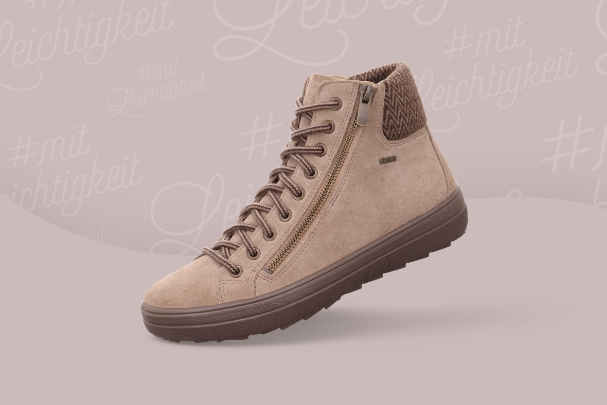 legero MIRA Damen Sneaker high mit Reisverschluss - Material: Veloursleder - Farbe: beige