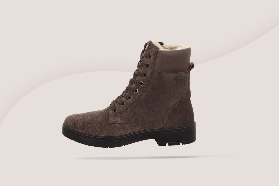 legero Damen MYSTIC Schnürboots mit Reißverschluss/Schnürung - Material: Veloursleder - Farbe: Grau