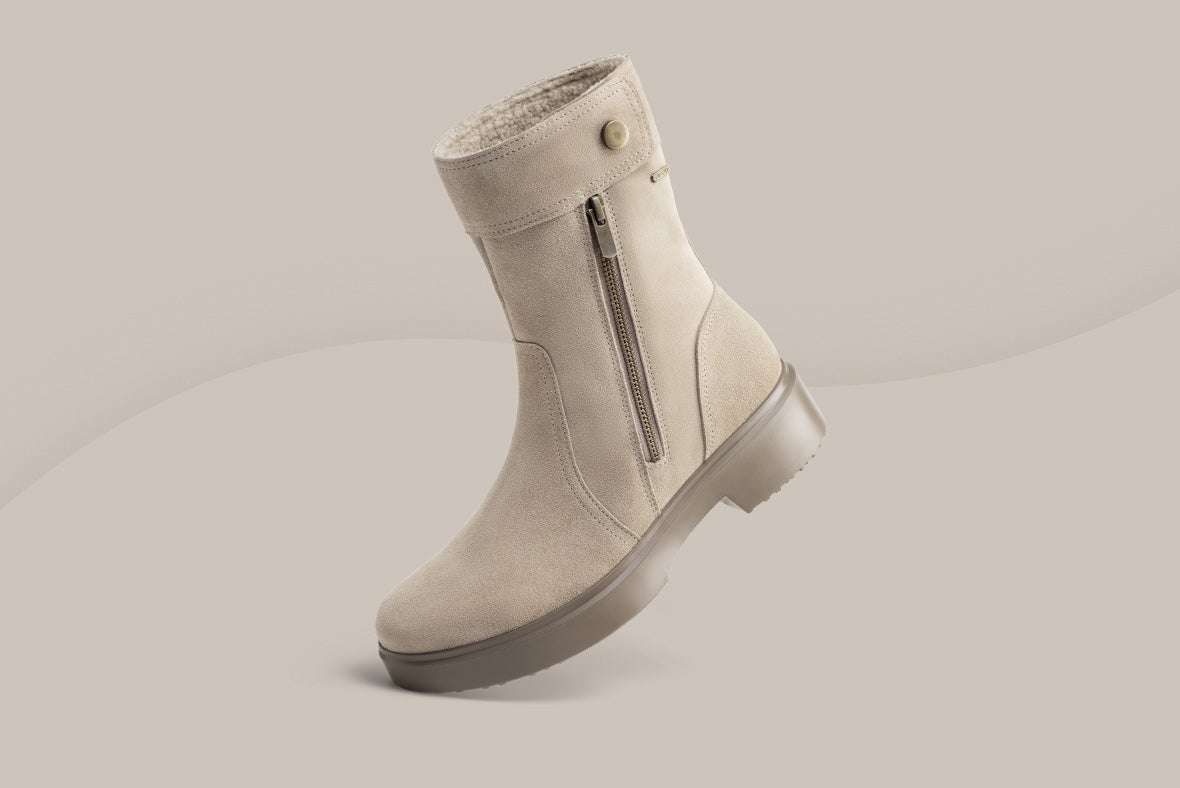 legero ANGEL Damen Stiefelette mit Reißverschluss - Material: Veloursleder - Farbe: beige