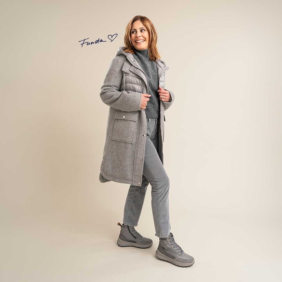 legero Damen T4 RUN Stiefel mit Reißverschluss/Schnürung - Farbe: Grau - Material: Textil