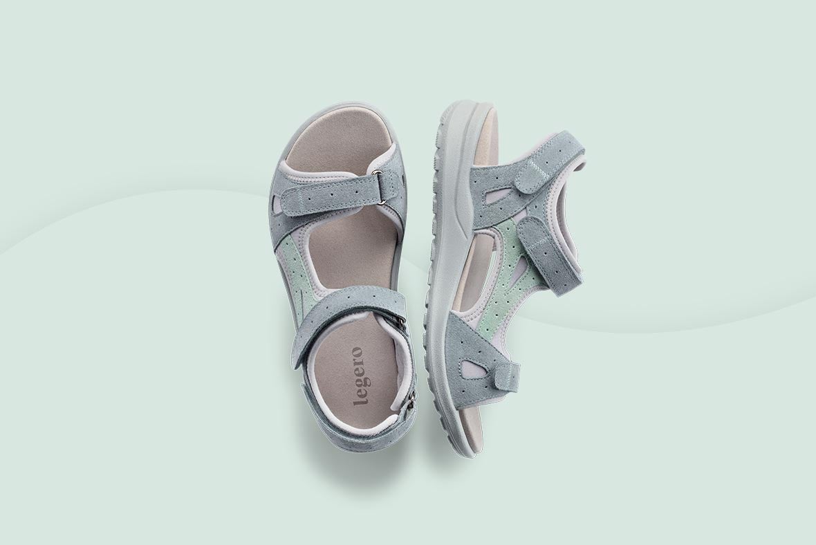 legero Woman SIRIS Sandal with Velcro Fastener - Colour: Blue - Material: Suede