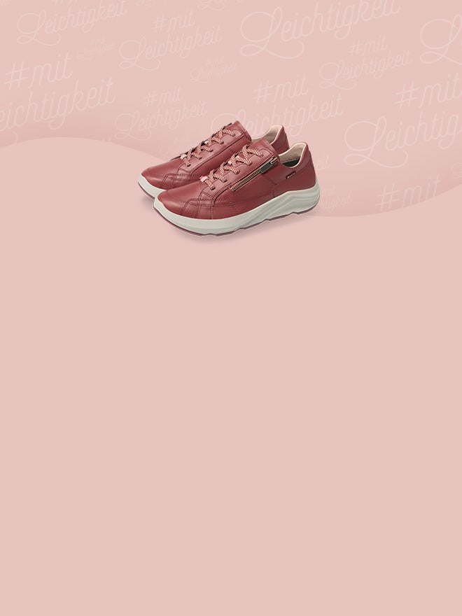 legero Damen BLISS Sneaker low mit Reißverschluss/Schnürung - Material: Nappaleder - Farbe: Rot