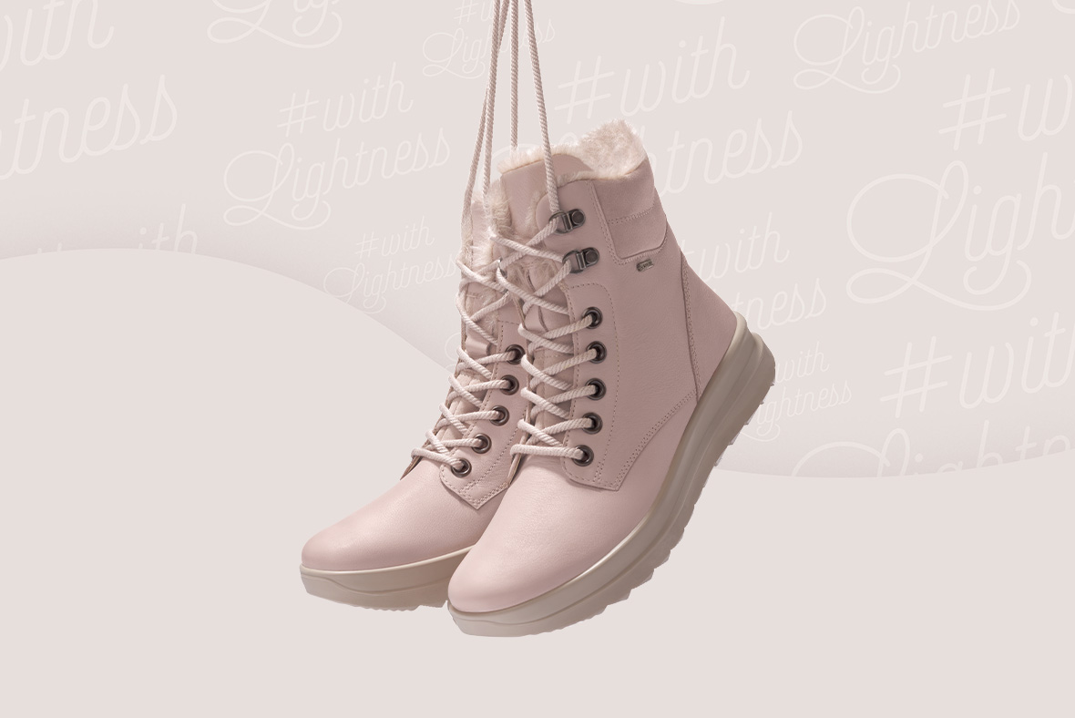 legero Woman Lace-up boot with zip - Material: Nappa leather - Color: Cipria