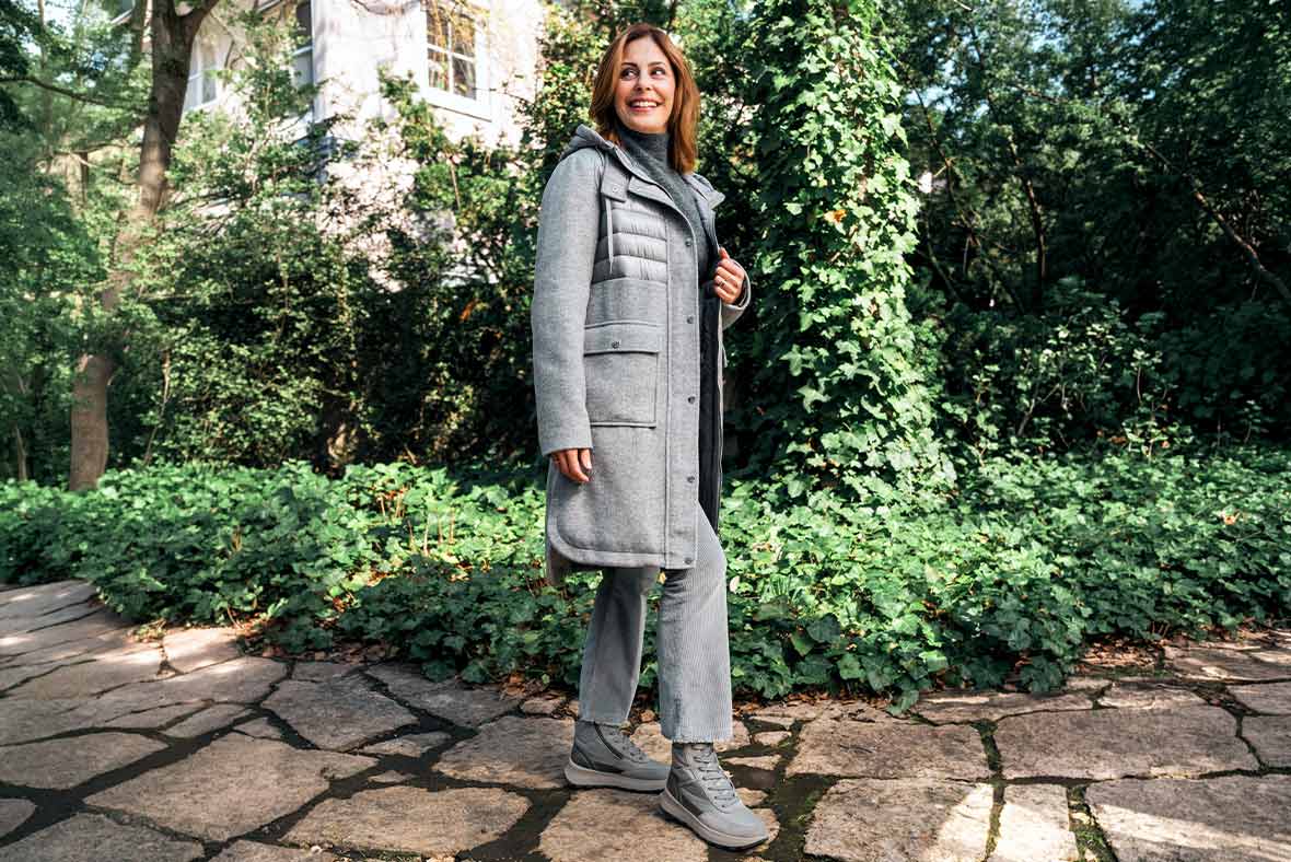 legero Damen T4 RUN Stiefel mit Reißverschluss/Schnürung - Farbe: Grau - Material: Textil