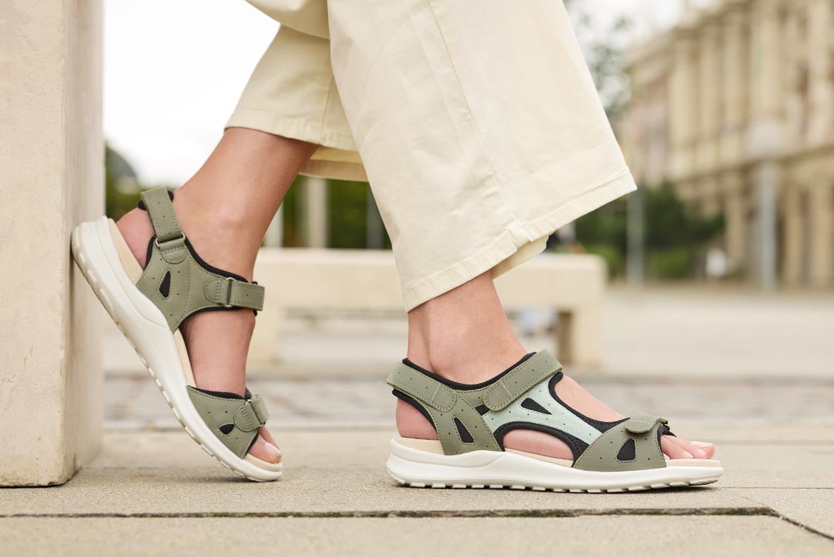 legero Woman SIRIS Sandal with Velcro Fastener - Colour: Green