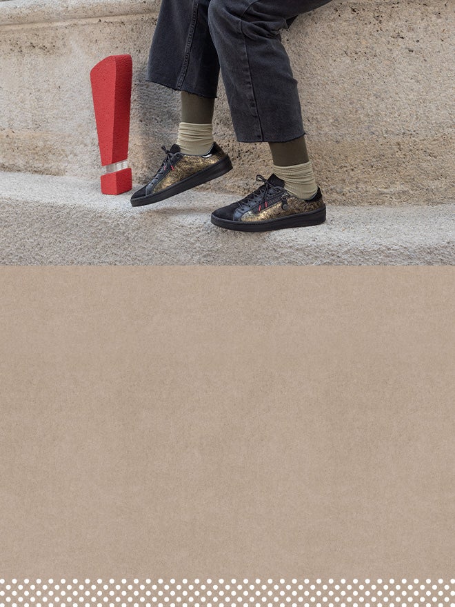 Think! Damen KUMI Sneaker low mit Reißverschluss/Schnürung - Material: Lederkombination - Farbe: Schwarz