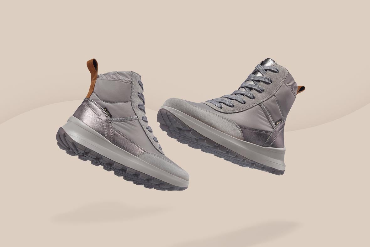 legero Woman T4 RUN Boot with Zip/Lacing - Colour: Grey - Material: Textile