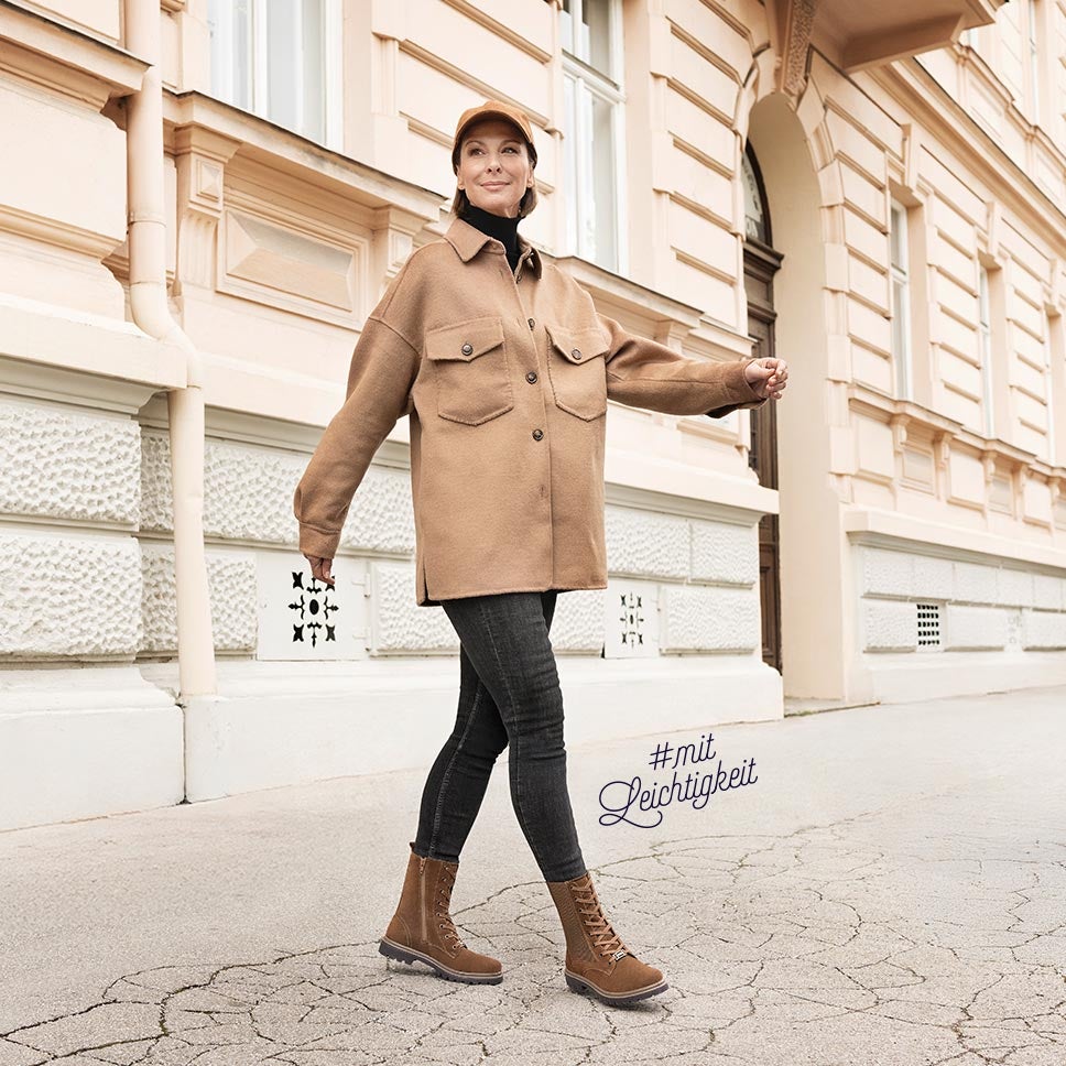 legero Damen MONTA Schnürboots mit Reißverschluss/Schnürung - Material: Veloursleder - Farbe: Braun