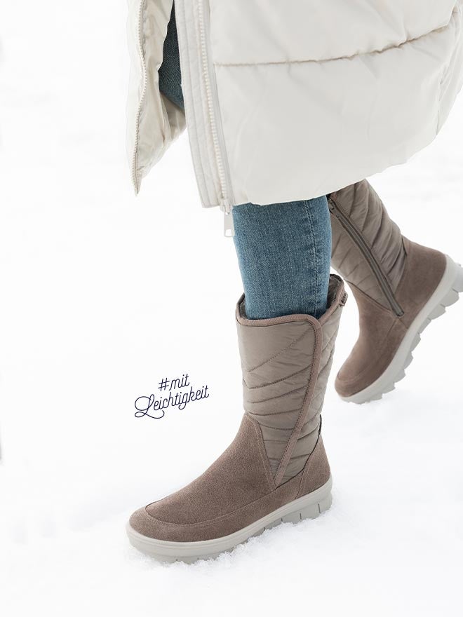 legero Damen NOVARA Stiefel mit Reißverschluss - Material: Veloursleder - Farbe: Beige