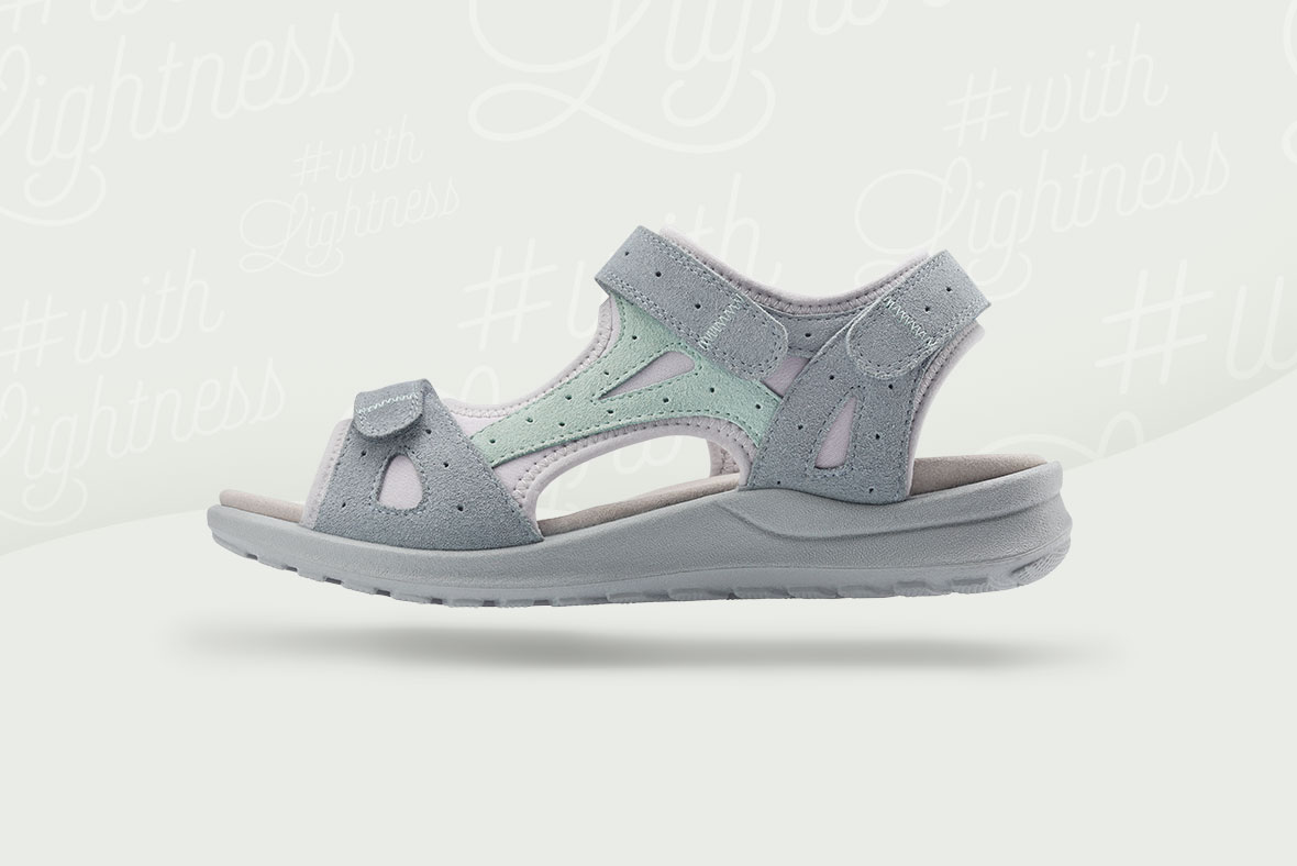 legero SIRIS Woman Sandal with Velcro Fastener - Material: Suede - Color: Blue