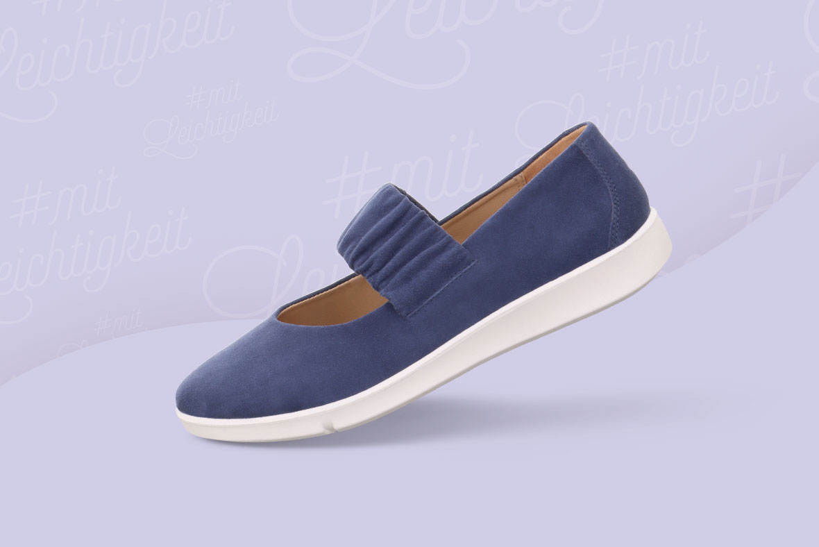 legero LUCCA Damen Ballerina mit Einschlupf - Material: Veloursleder - Farbe: blau