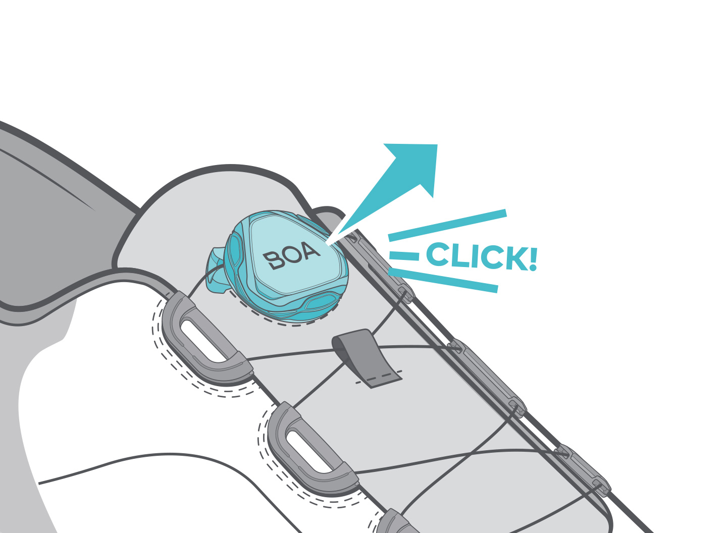 BOA fastener repair instructions, step 1: Open the BOA Fit System dial