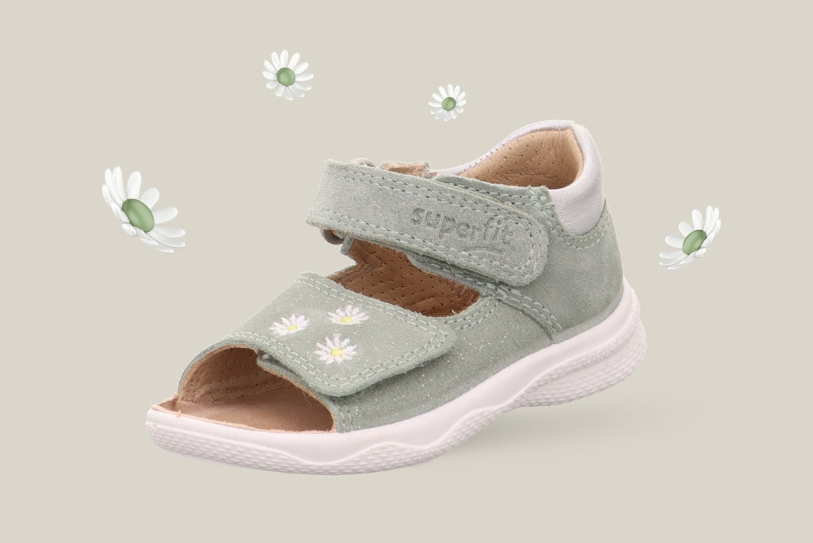 superfit Girls POLLY Sandal with Velcro Fastener - Colour: Green - Material: Effect leather