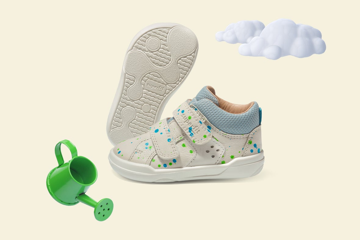 superfit Jungen SUPERFREE Sneaker high mit Klettverschluss - Material: Effektleder - Farbe: Weiss/Hellblau