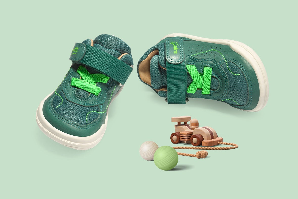 superfit Boys SUPERFREE Sneakers high with Velcro Fastener/Elastic lacing - Colour: Green - Material: Nappa leather
