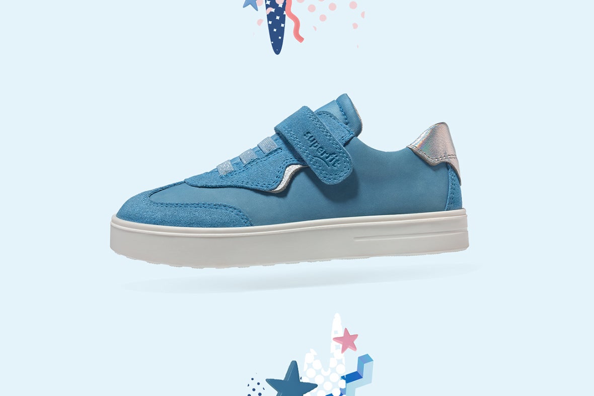 superfit Mädchen STELLA Sneaker low mit Klettverschluss - Material: Veloursleder - Farbe: Hellblau/Silber