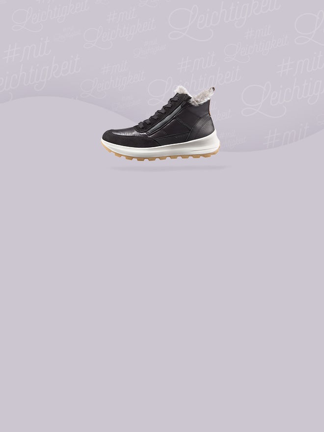 legero Damen T4 RUN Sneaker high mit Reißverschluss/Schnürung - Material: Textil - Farbe: Schwarz