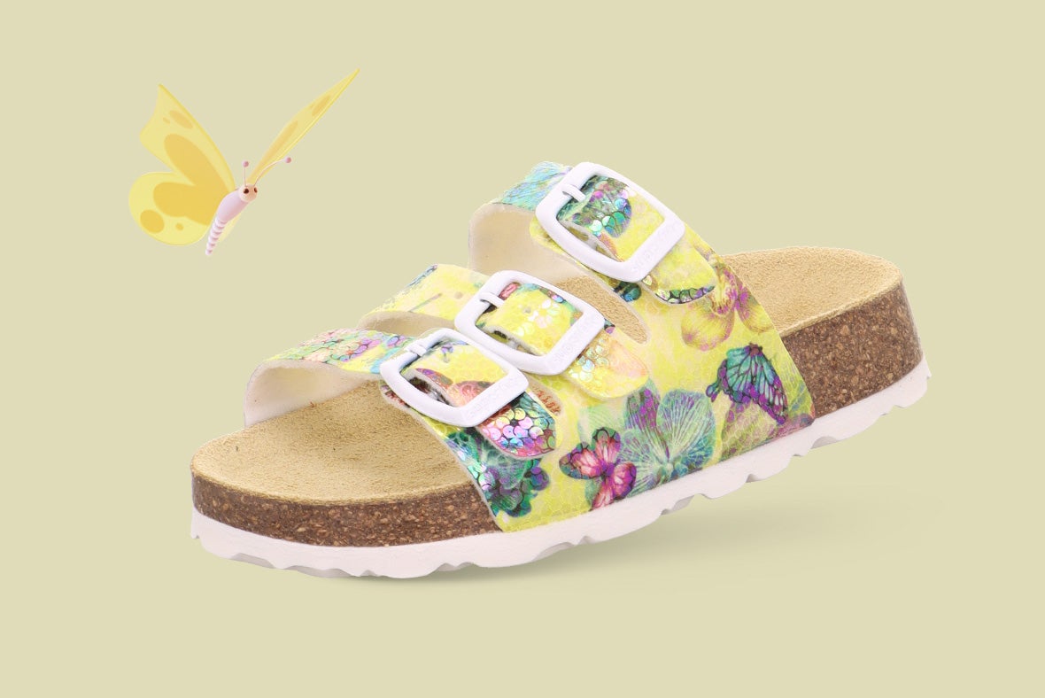 superfit Girls FUSSBETTPANTOFFEL Slipper with Buckle - Colour: White - Material: Synthetic