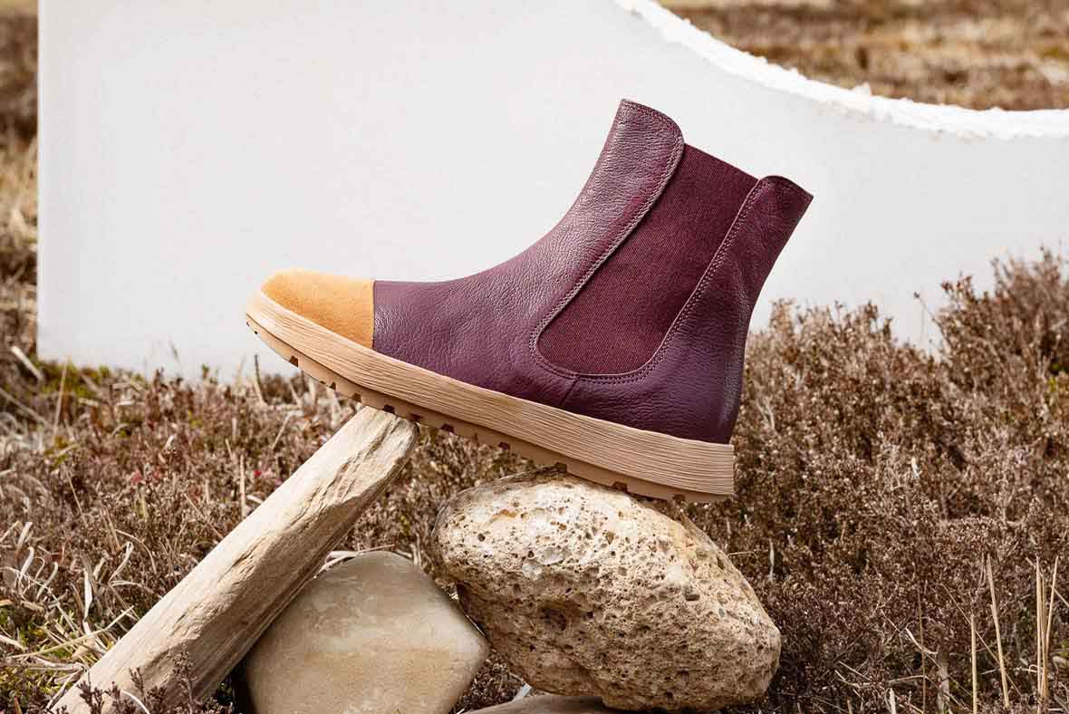 Think! Woman COMODA Cheslea boot with slip-in - Material: Leather combination - Color: Prugna/Combi