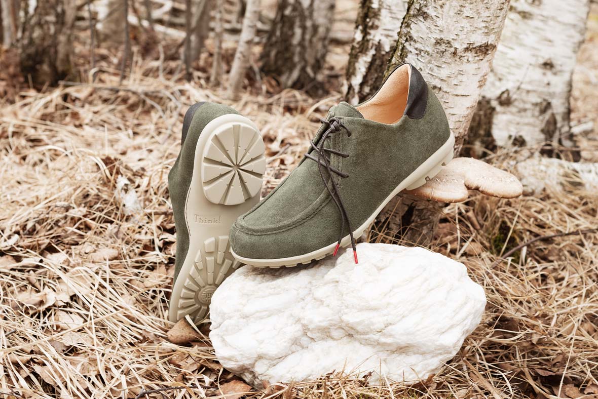 Think! Men KONG Lace up shoe with lacing - Material: Leather combination - Color: Olive/Combi