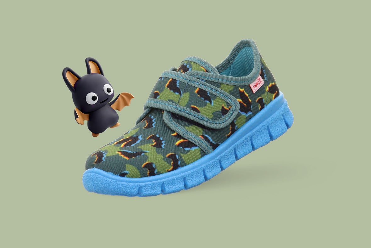 superfit Jungen BOBBY Hausschuh mit Klettverschluss - Material: Textil - Farbe: Grün