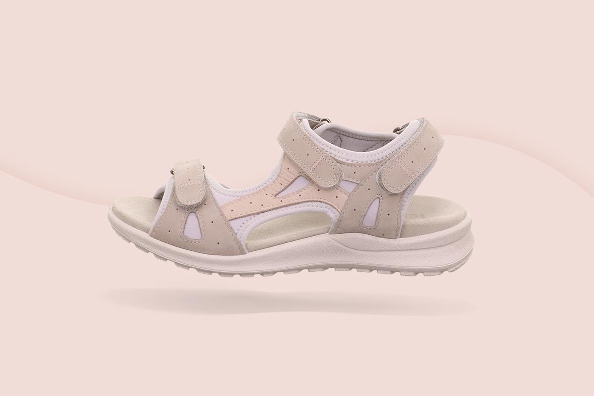 legero Woman SIRIS Sandal with Velcro Fastener - Colour: Grey - Material: Nubuck leather