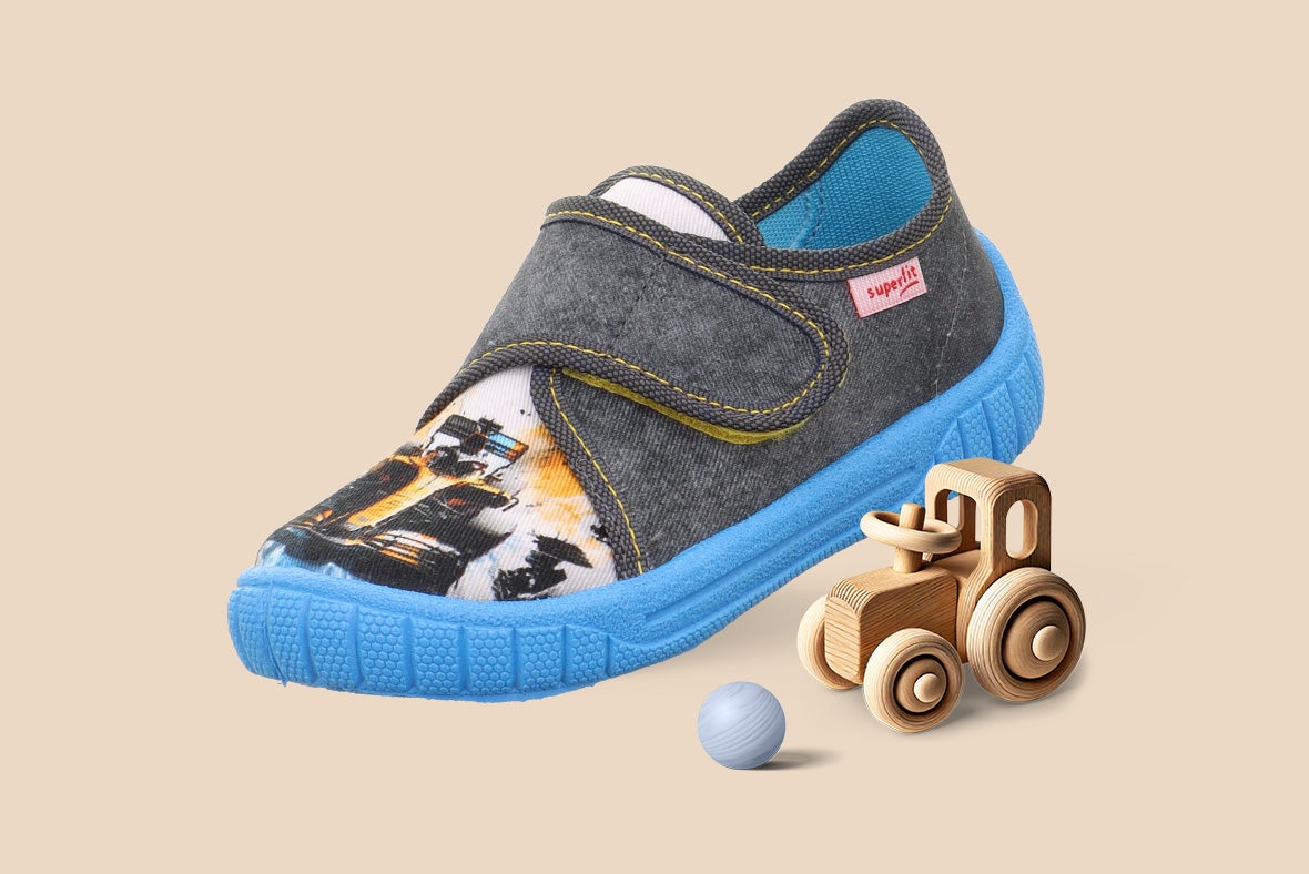 superfit Jungen BILL Hausschuh mit Klettverschluss - Material: Textil - Farbe: Grau