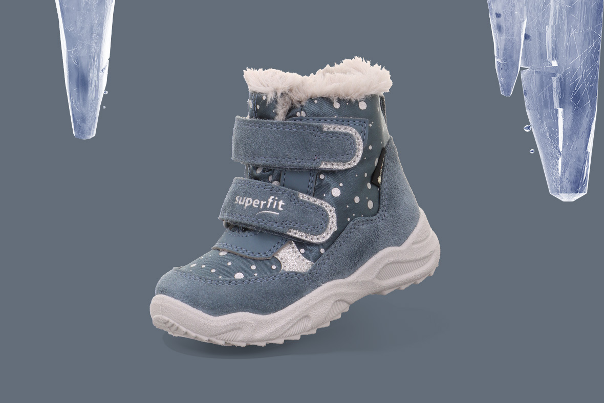 superfit Mädchen GLACIER Boots mit Klettverschluss - Material: Textil - Farbe: Blau/Hellgrau