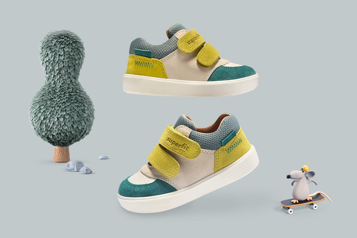 superfit Jungen SUPIES Sneaker low mit Klettverschluss - Farbe: Grün - Material: Veloursleder