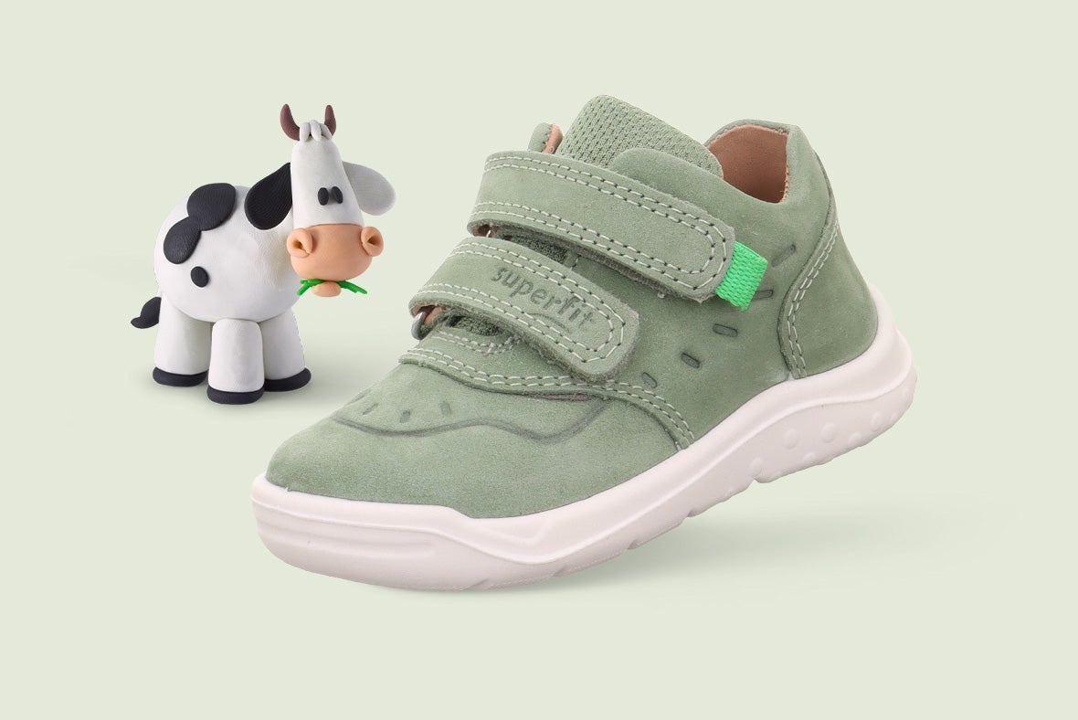 superfit Jungen WHALEY Sneaker low mit Klettverschluss - Farbe: Grün - Material: Nubukleder