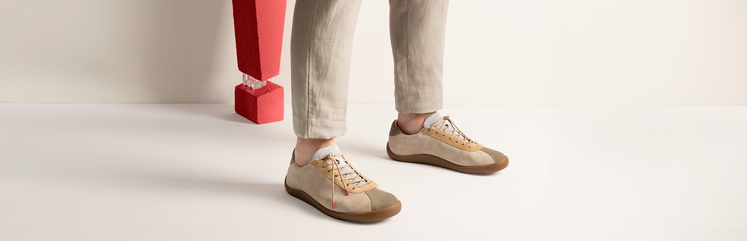 Think! Men HAPPAT Sneakers low with Lacing - Colour: Beige - Material: Suede