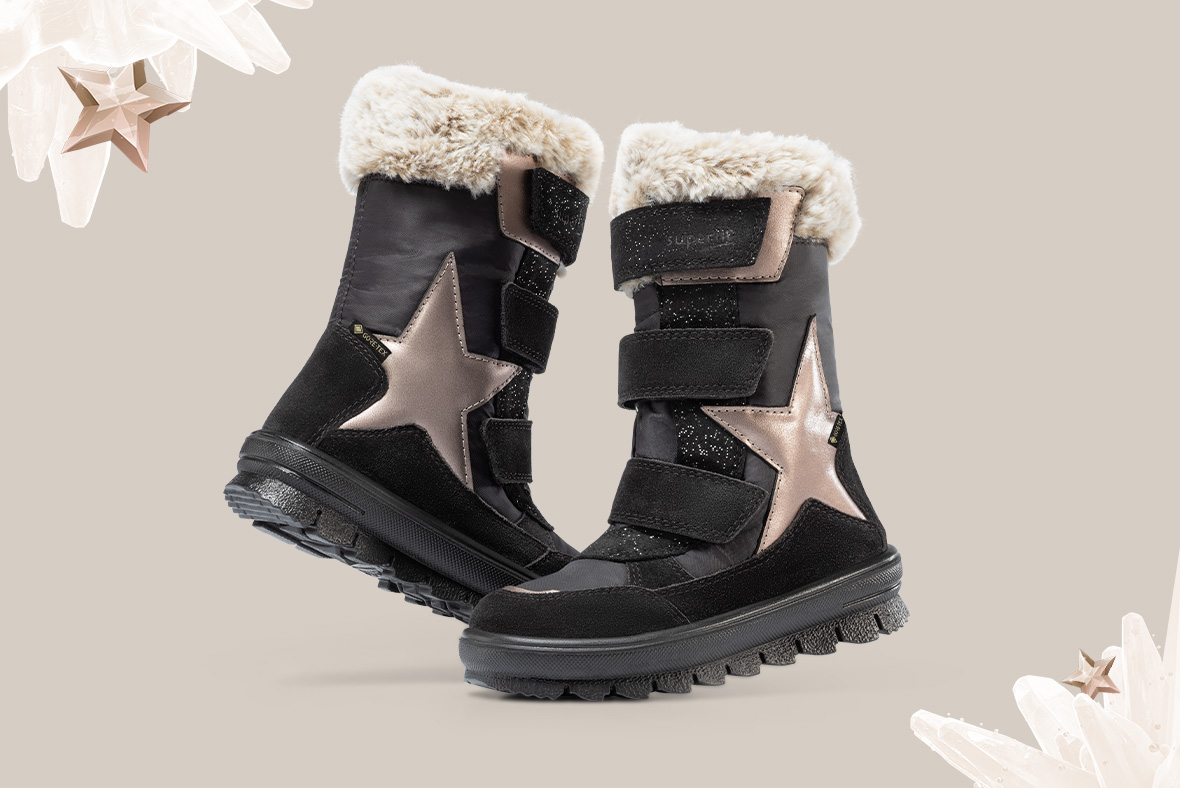 superfit Girls FLAVIA Boot with velcro fastener - Material: Veloursleder - Color: Black/Beige