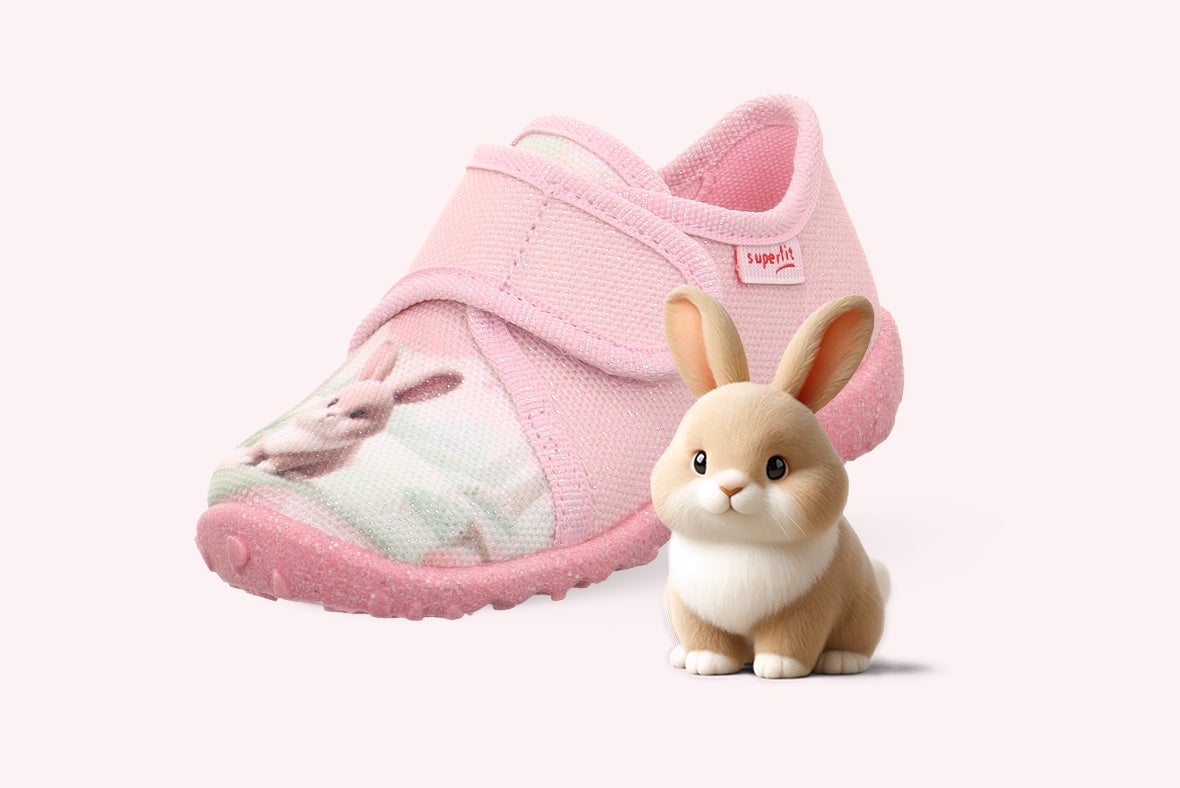 superfit Girls SPOTTY Slipper with Velcro Fastener - Colour: Red - Material: Textile