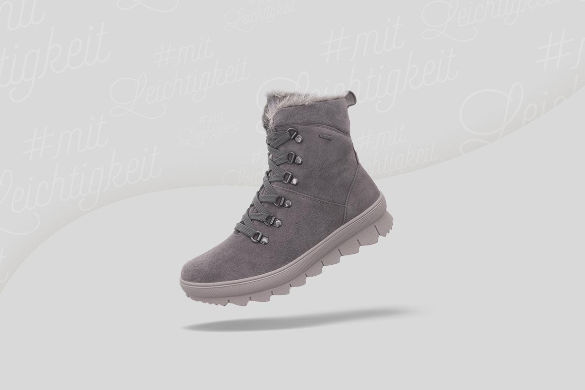 legero Damen NOVARA Schnürboots mit Schnürung - Material: Veloursleder - Farbe: Grau