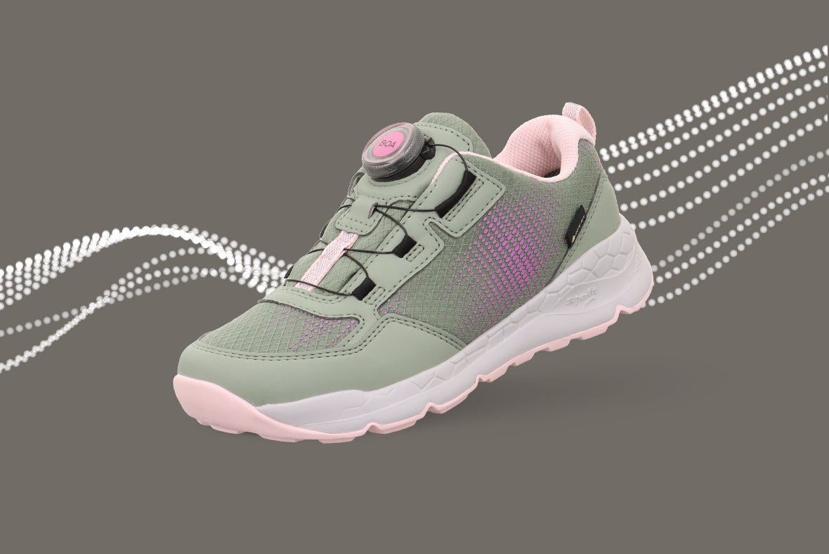 superfit Mädchen FREE RIDE Sneaker low mit BOA® Drehverschluss - Material: Textil - Farbe: Hellgrün/Lila