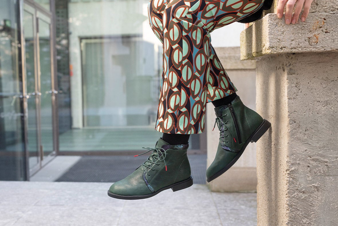 Think! Woman NINA Ankle boot with Zip - Colour: Green Think! Woman NINA Ankle boot with Zip - Material: Leather combination - Colour: Green