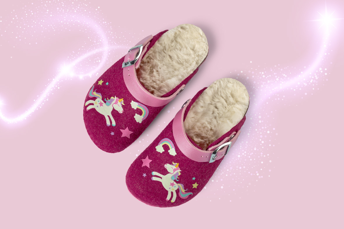 superfit Mädchen FUSSBETTPANTOFFEL Clog mit Einschlupf - Material: Textil - Farbe: Pink