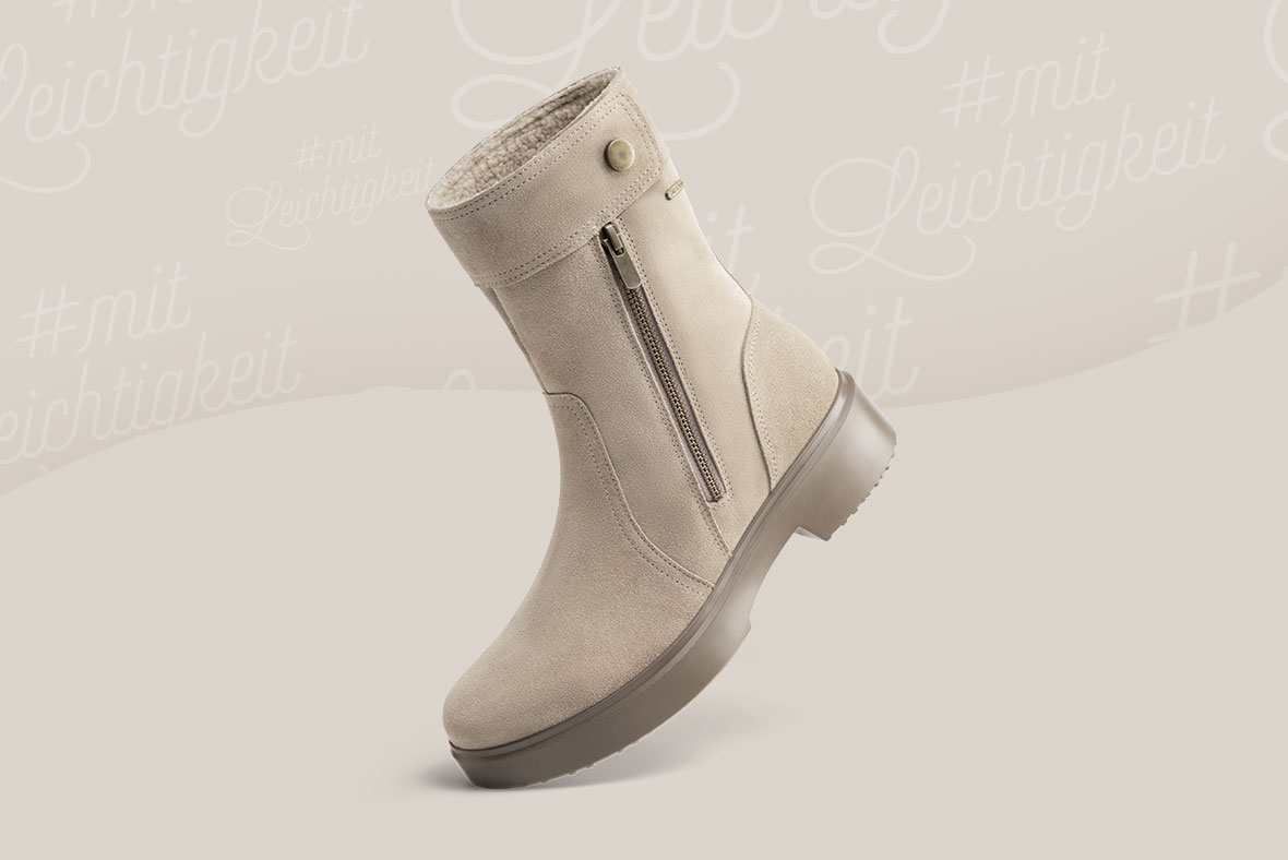 legero ANGEL Damen Stiefelette mit Reißverschluss - Material: Veloursleder - Farbe: beige