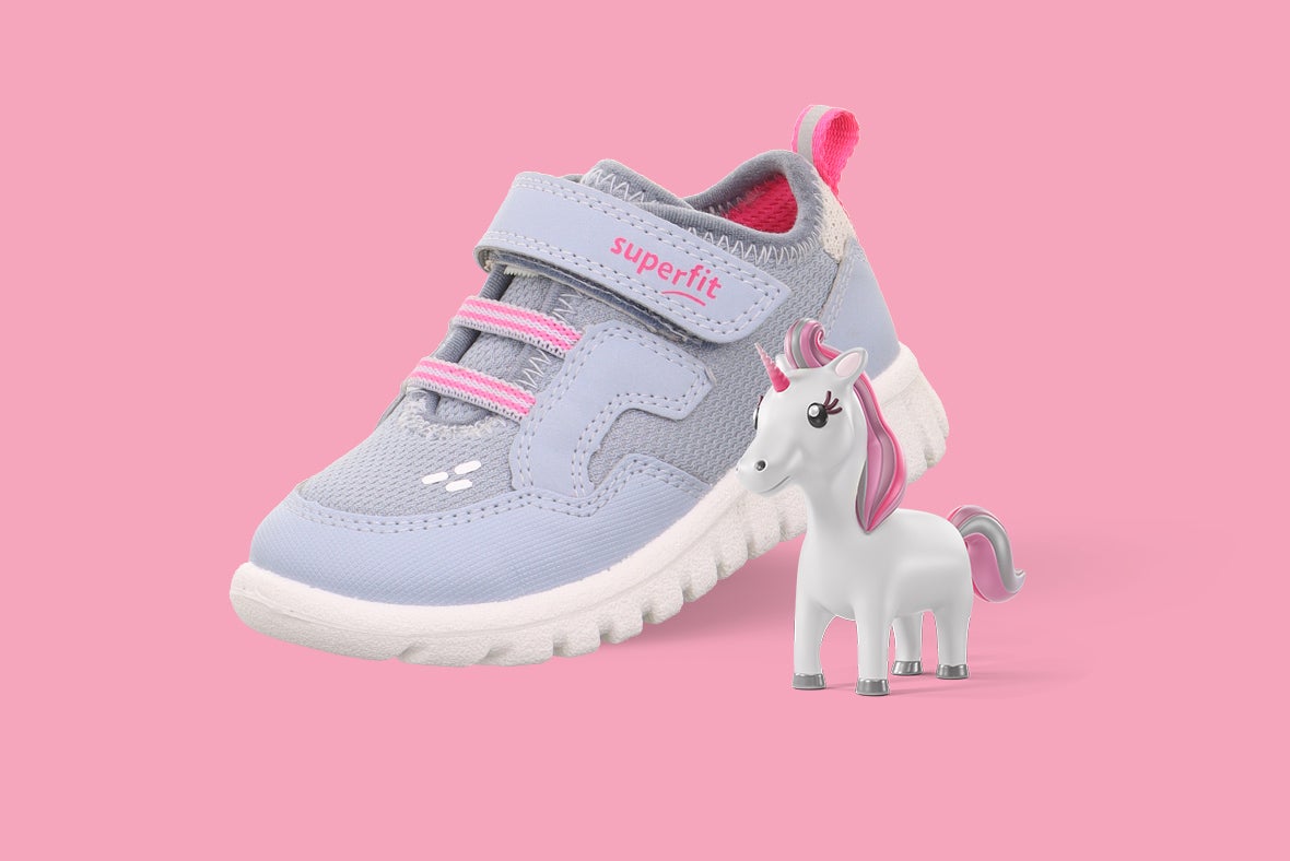 superfit Mädchen SPORT7 MINI Sneaker low mit Klettverschluss - Material: Textil - Farbe: Hellblau/Pink