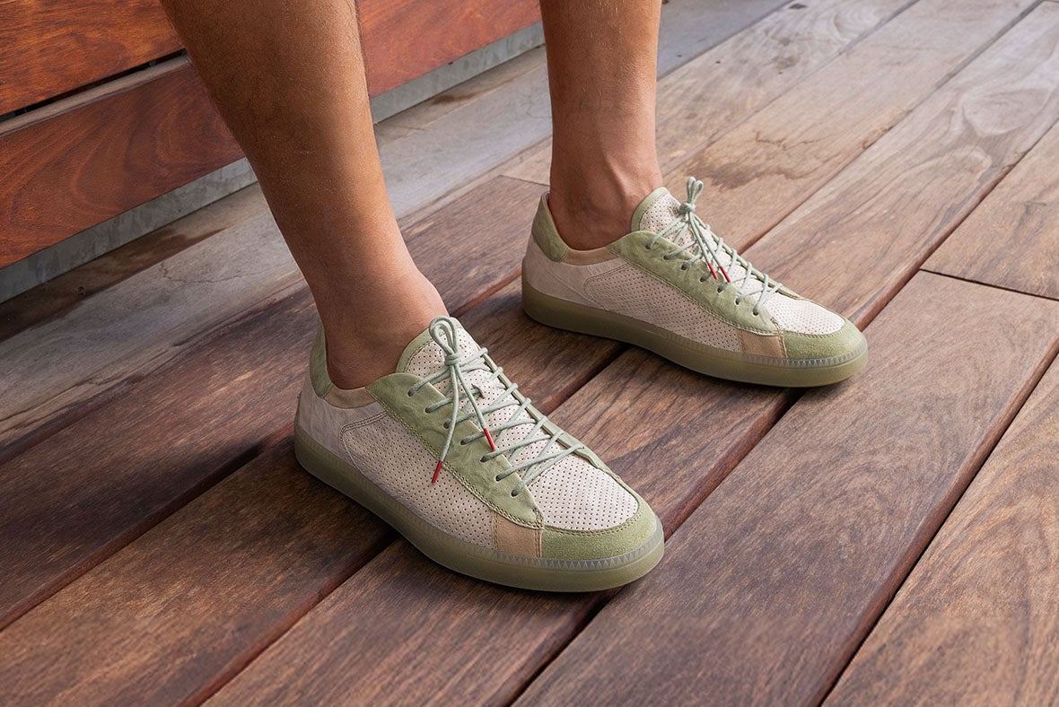 Think! Herren TURNA HERREN Sneaker low mit Elastikschnürung - Farbe: Grün - Material: Lederkombination