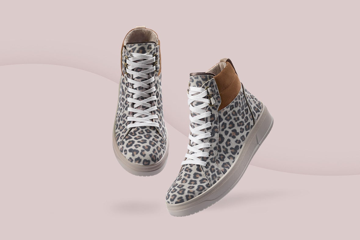 legero Damen REJOISE Sneaker high mit Reißverschluss/Schnürung - Material: Effektleder - Farbe: Braun