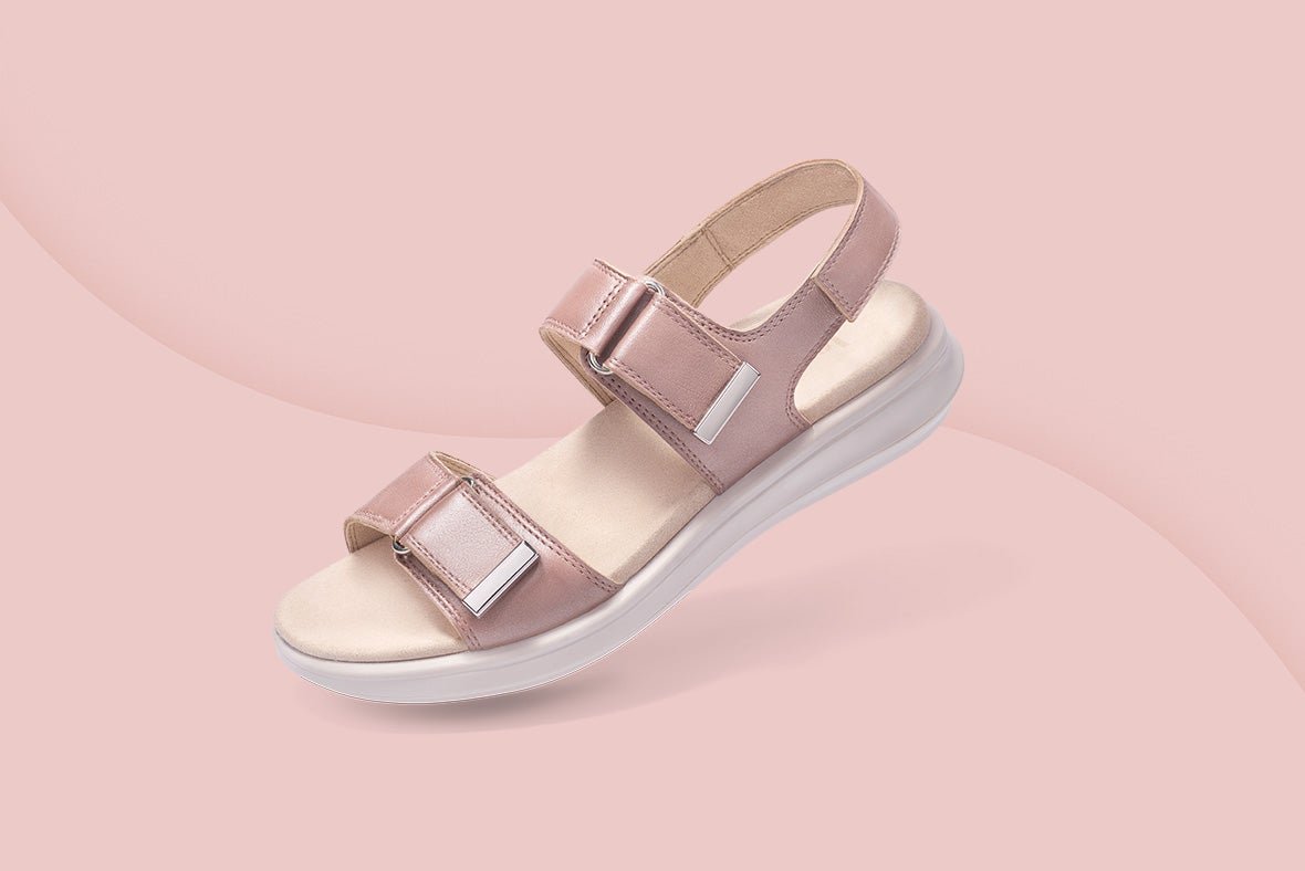 legero Damen ELLA Sandale mit Klettverschluss - Material: Effektleder - Farbe: Metallic Rose
