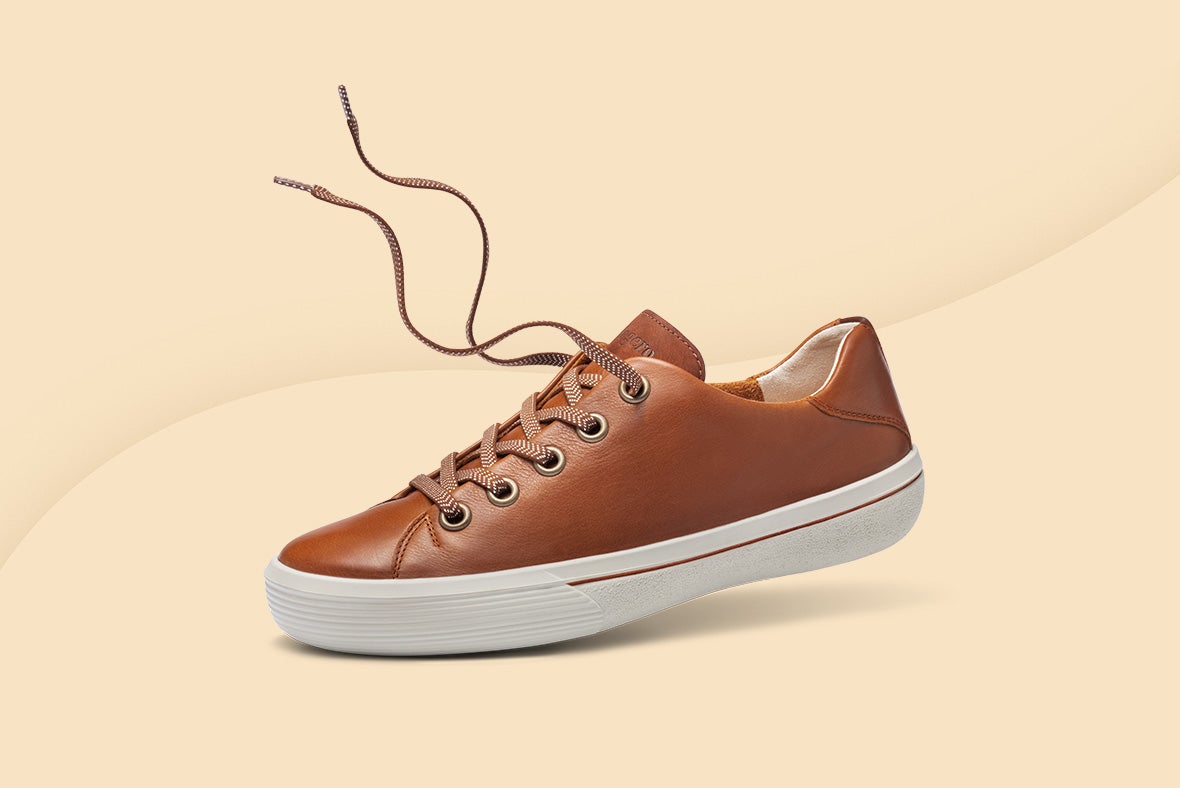 legero FRESH Damen Sneaker low mit Schnürung - Material: Nappaleder - Farbe: braun
